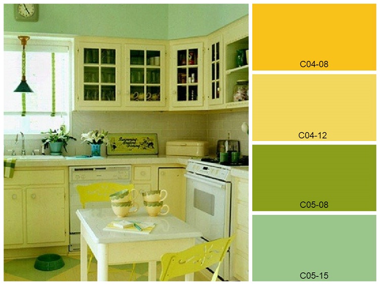 bucatarie pe galben si verde